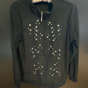 Zippered sweater black with metal accents.